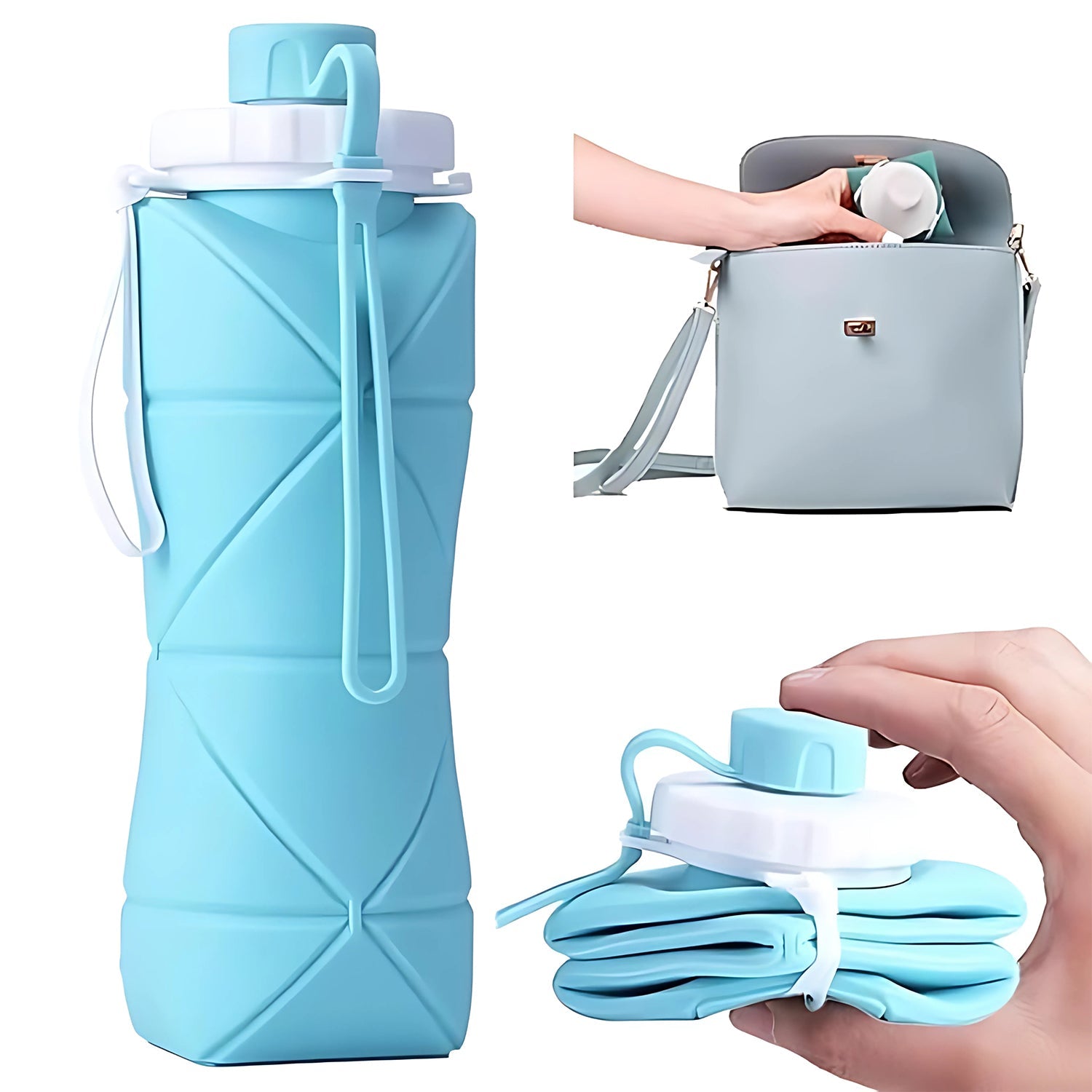 600ml Collapsible Silicone Water Bottle for Travel, Sports, Gym & Office (1 Pc) 600ml Collapsible Silicone Water Bottle for Travel, Sports, Gym & Office (1 Pc)